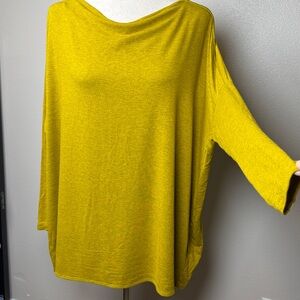 Bryn Walker Dimitri Tunic Top M Mustard French Terry Dolman Sleeve Lagenlook USA